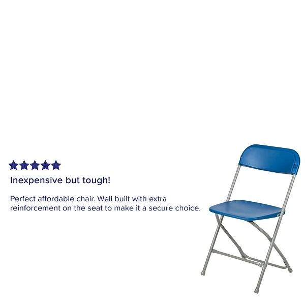 Flash Furniture HERCULES Premium Catering Events/Game Night/School/Wedding/Barbecue Stacking & Folding Chair, Blue/Gray - Image 3
