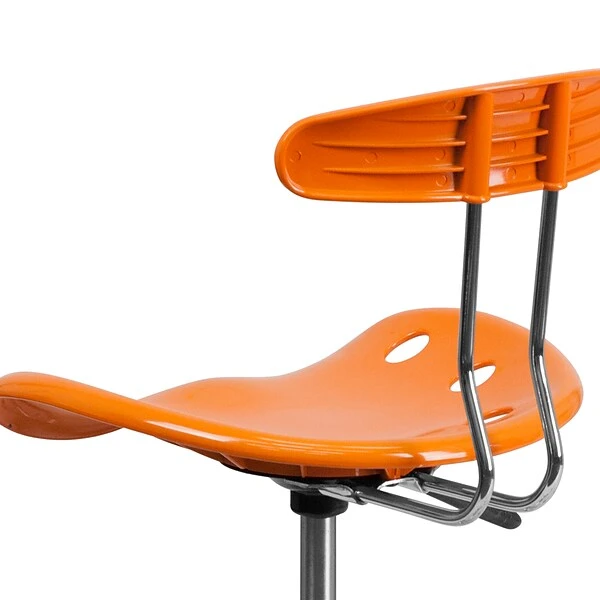 Flash Furniture Low Back Polymer Drafting Stool With Tractor Seat, Vibrant Orange - Image 6
