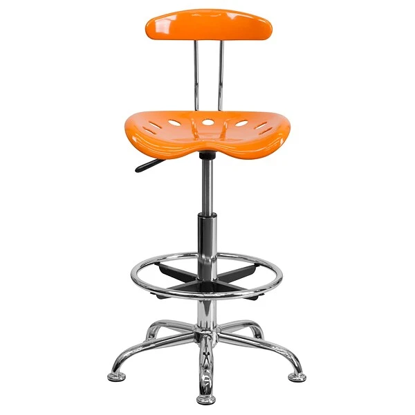 Flash Furniture Low Back Polymer Drafting Stool With Tractor Seat, Vibrant Orange - Image 8