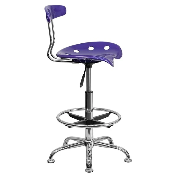 Flash Furniture Low Back Polymer Drafting Stool With Tractor Seat, Vibrant Violet (LF215VIOLET) - Image 8