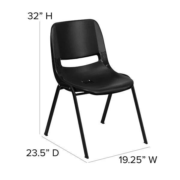 Flash Furniture HERCULES Plastic Shell Stack Chair, Black (RUT-EO1-BK-GG) - Image 5