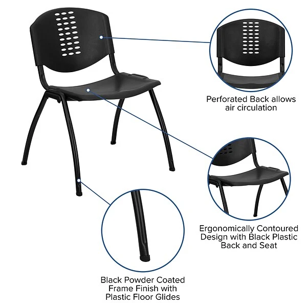 Flash Furniture HERCULES Plastic Office Chair, Black (RUT-NF01A-BK-GG) - Image 4