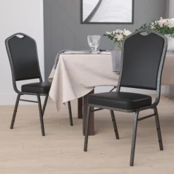 Flash Furniture HERCULES 4/Pack Banquet Chairs W/Vinyl Seat Silver Vein Frame (4FDC01SVBKVY)