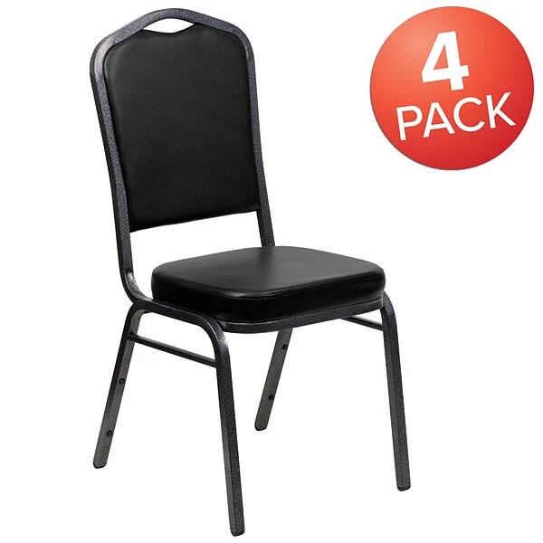 Flash Furniture HERCULES 4/Pack Banquet Chairs W/Vinyl Seat Silver Vein Frame (4FDC01SVBKVY) - Image 2