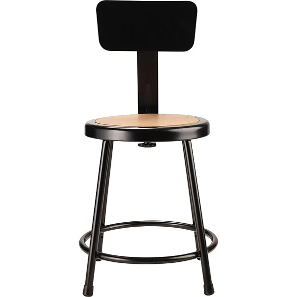 NPS 6200 Series Armless Wood 18 Inch Stool With Backrest, Black - 5 Pack (6218B-10/5) - Image 2