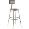 NPS 6400 Series Armless Vinyal Height Adjustable Padded 18 Inch Stool With Backrest, Gray , 5 Pack (6418HB/5)