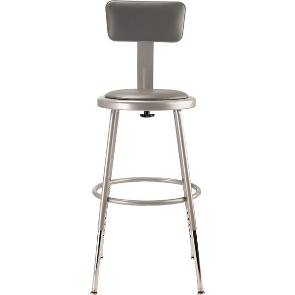 NPS 6400 Series Armless Vinyal Height Adjustable Padded 18 Inch Stool With Backrest, Gray , 5 Pack (6418HB/5) - Image 2
