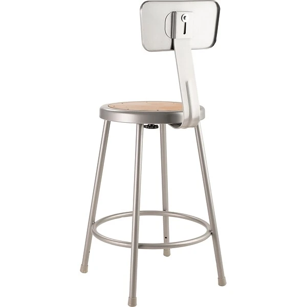 NPS 6200 Series Armless Wood 24 Inch Stool With Backrest, Gray (6224B) - Image 3