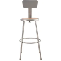 NPS 6200 Series Armless Wood 30 Inch Stool With Backrest, Gray (6230B)