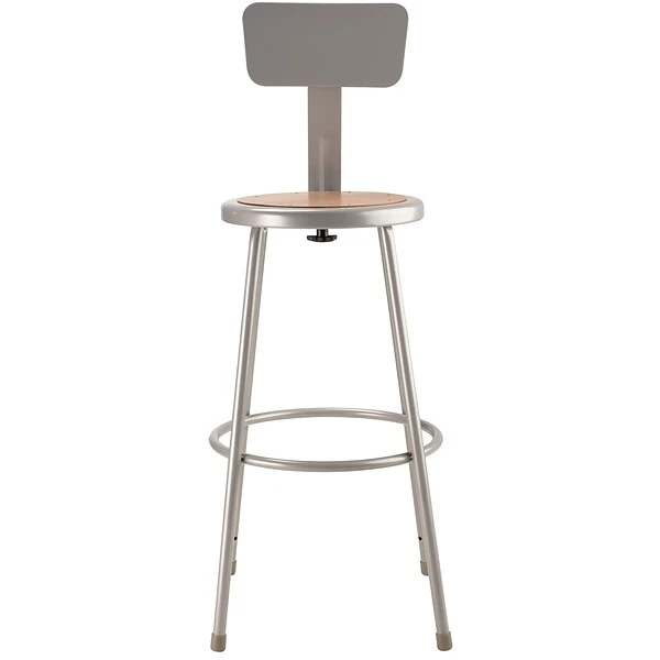 NPS 6200 Series Armless Wood 30 Inch Stool With Backrest, Gray (6230B)