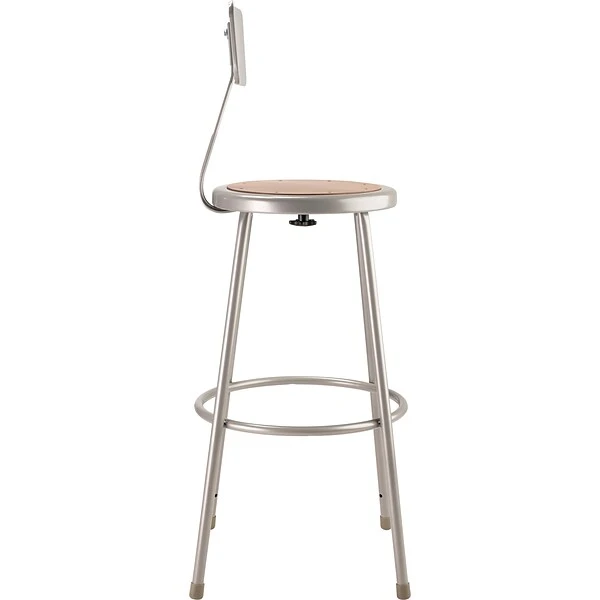 NPS 6200 Series Armless Wood 30 Inch Stool With Backrest, Gray (6230B) - Image 2