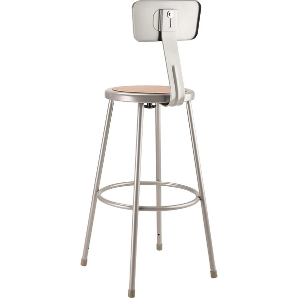 NPS 6200 Series Armless Wood 30 Inch Stool With Backrest, Gray (6230B) - Image 3