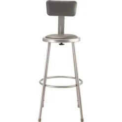 NPS 6400 Series Armless Vinyl Padded 30 Inch Stool With Backrest, Vinyl, Gray (6430B)