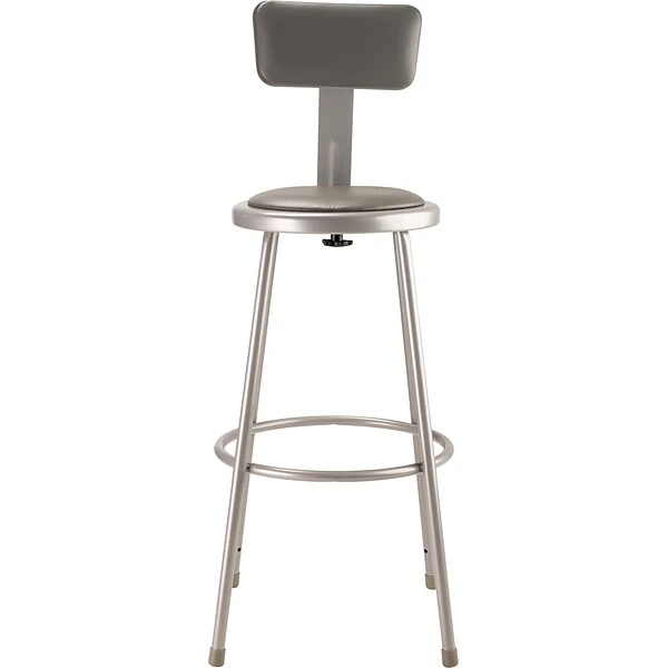 NPS 6400 Series Armless Vinyl Padded 30 Inch Stool With Backrest, Vinyl, Gray (6430B)
