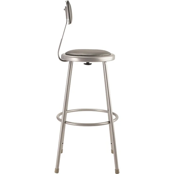 NPS 6400 Series Armless Vinyl Padded 30 Inch Stool With Backrest, Vinyl, Gray (6430B) - Image 2