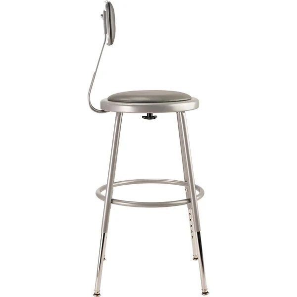 NPS 6400 Series Armless Vinyal Height Adjustable Padded 18 Inch Stool With Backrest, Gray , 5 Pack (6418HB/5) - Image 3