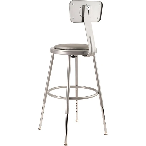 NPS 6400 Series Armless Vinyal Height Adjustable Padded 18 Inch Stool With Backrest, Gray , 5 Pack (6418HB/5) - Image 4
