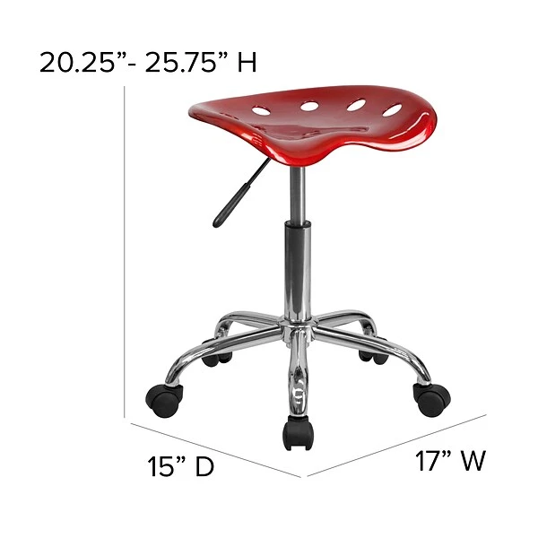 Flash Furniture Vibrant Tractor Seat And Chrome Stool, Wine Red - Image 5