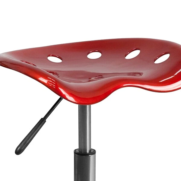 Flash Furniture Vibrant Tractor Seat And Chrome Stool, Wine Red - Image 7