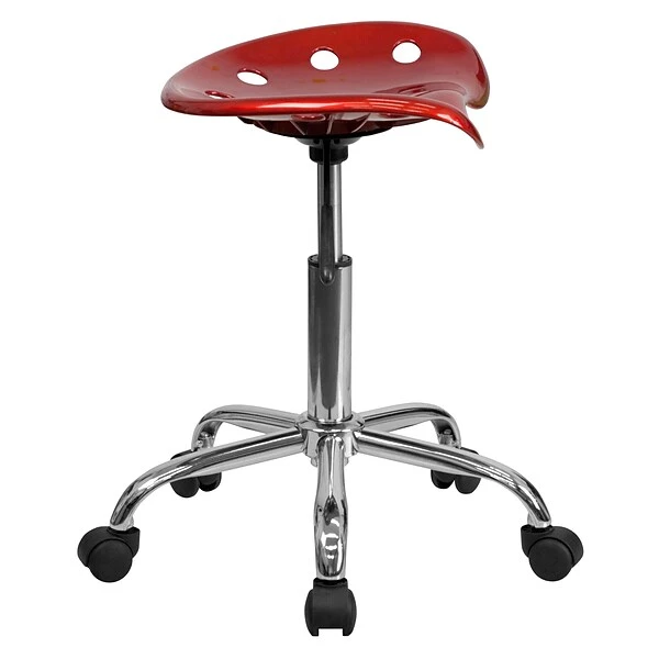 Flash Furniture Vibrant Tractor Seat And Chrome Stool, Wine Red - Image 8