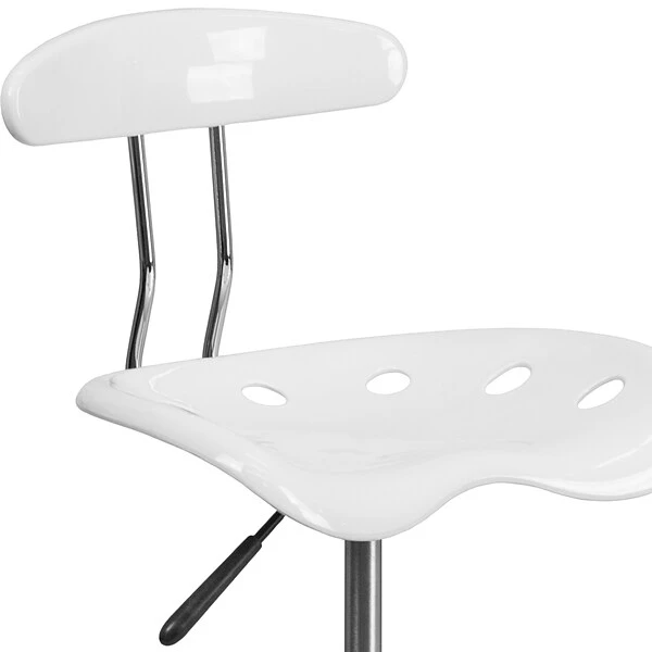 Belnick Vibrant Chrome Drafting Stool With Tractor Seat, White - Image 6