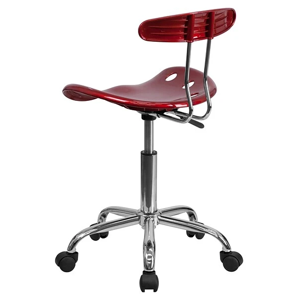 Flash Furniture Elliott Armless Plastic And Chrome Task Office Chair With Tractor Seat, Vibrant Wine Red And Chrome (LF214WNRED) - Image 7
