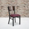 Flash Furniture Hercules Black Decorative Slat Back Metal Restaurant Chair, Walnut Back, Vinyl Seat