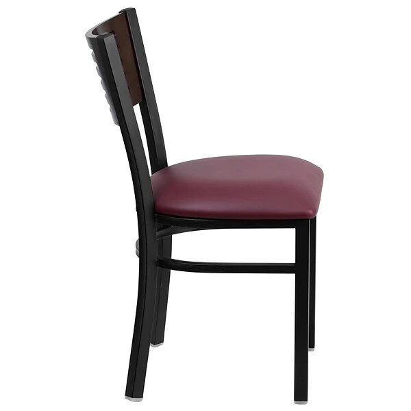 Flash Furniture Hercules Black Decorative Slat Back Metal Restaurant Chair, Walnut Back, Vinyl Seat - Image 4