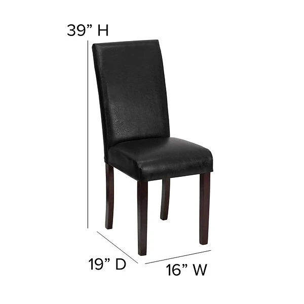 Flash Furniture Contemporary Faux Leather Parsons Dining Chair, Black (BT350BKLEA023) - Image 4