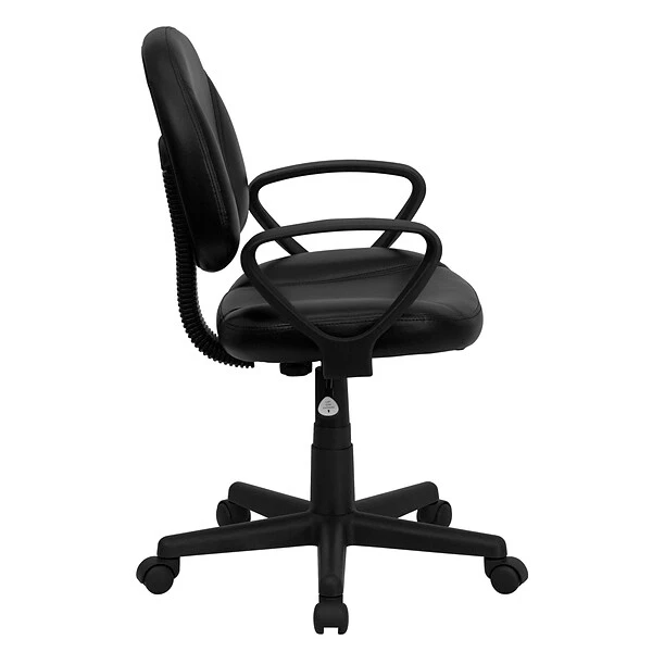 Flash Furniture Ronald Ergonomic LeatherSoft Swivel Mid-Back Task Office Chair, Black (BT688BKA) - Image 8