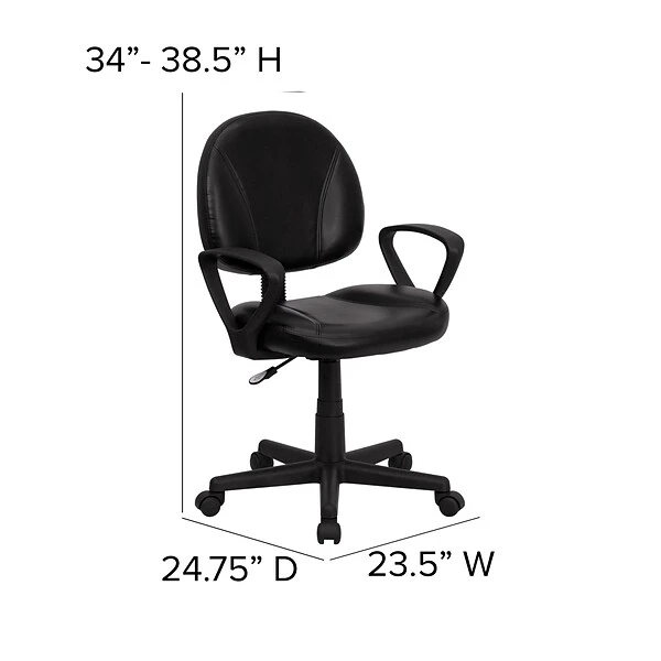Flash Furniture Ronald Ergonomic LeatherSoft Swivel Mid-Back Task Office Chair, Black (BT688BKA) - Image 5