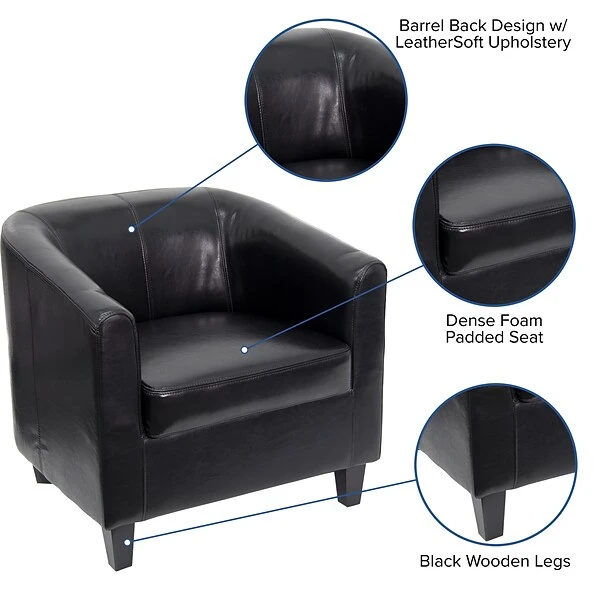 Flash Furniture Faux Leather Lounge Chair, Black (BT873BK) - Image 4