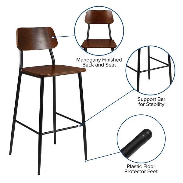 Flash Furniture Industrial Steel 30" Barstool, Gunmetal (XUDG60725B) - Image 3
