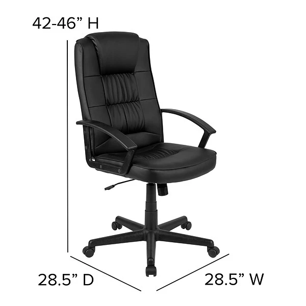 Flash Furniture Biscayne LeatherSoft Swivel High Back Padded Task Office Chair, Black (CH197051X000BK) - Image 6