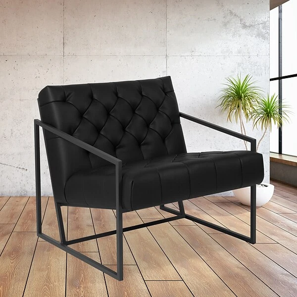 Flash Furniture Hercules Madison Series LeatherSoft Retro Tufted Lounge Chair, Black (ZB8522BK)