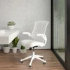 Flash Furniture Kelista Ergonomic Mesh Swivel Mid-Back Task Office Chair, White With White Frame (BLX5MWHWH)