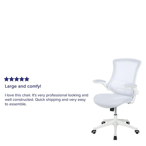 Flash Furniture Kelista Ergonomic Mesh Swivel Mid-Back Task Office Chair, White With White Frame (BLX5MWHWH) - Image 4