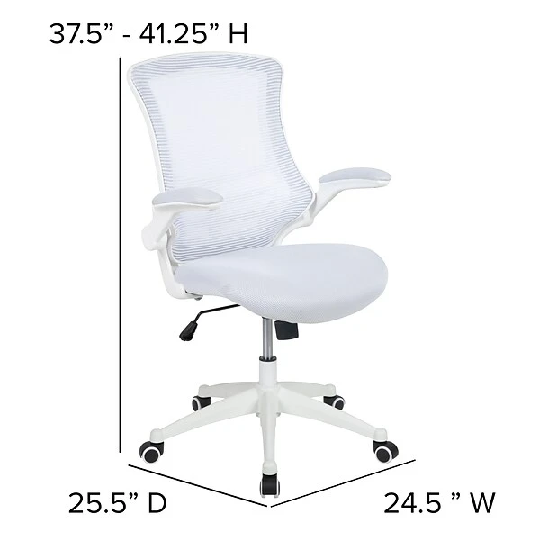 Flash Furniture Kelista Ergonomic Mesh Swivel Mid-Back Task Office Chair, White With White Frame (BLX5MWHWH) - Image 6