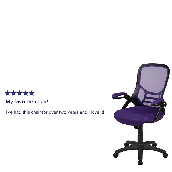 Flash Furniture Porter Ergonomic Mesh Swivel High Back Office Chair, Purple/Black (HL00161BKPUR) - Image 4