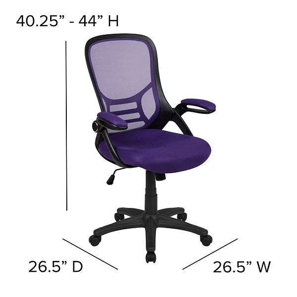 Flash Furniture Porter Ergonomic Mesh Swivel High Back Office Chair, Purple/Black (HL00161BKPUR) - Image 6