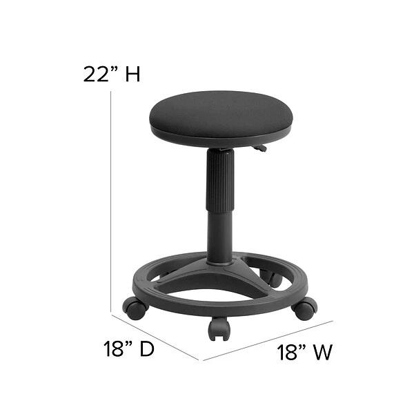Flash Furniture Fabric Ergonomic Stool With Foot Ring, Black (WL905DG) - Image 5