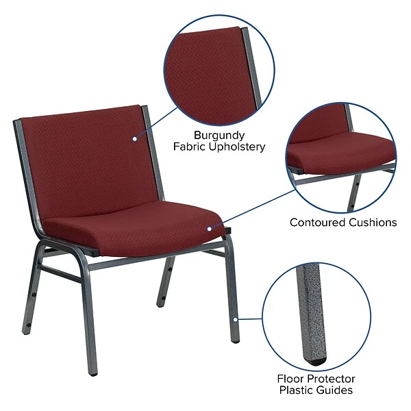 Flash Furniture Hercules Series 1000lb Capacity Big And Tall Extra-Wide Fabric Stack Chair; Burgundy - Image 6