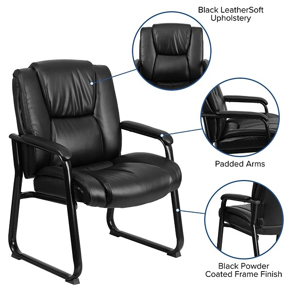 Flash Furniture Leather Guest Chair, Black (GO2138) - Image 4