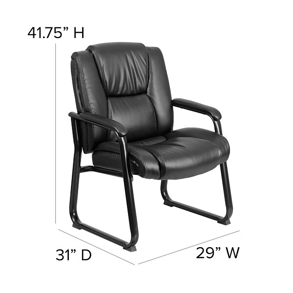 Flash Furniture Leather Guest Chair, Black (GO2138) - Image 5