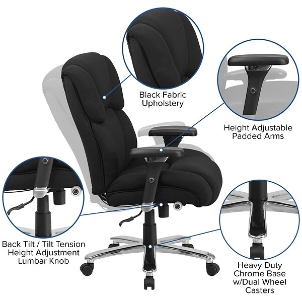 Sh Furniture HERCULES Series Fabric Swivel 24/7 Intensive Use Big & Tall Executive Office Chair, Black (GO2149) - Image 5