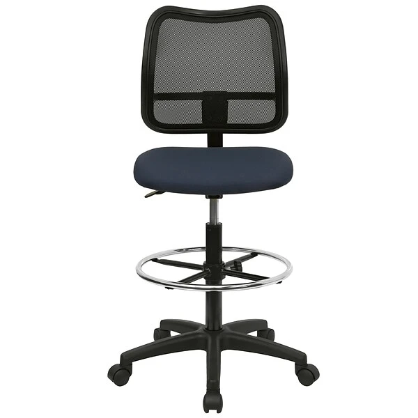 Flash Furniture Mid-Back Mesh Drafting Stools With Fabric Seat (WLA277NVYD) - Image 4