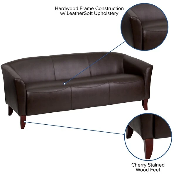 Flash Furniture HERCULES Imperial Series 72.75" LeatherSoft Sofa, Brown (1113BN) - Image 4