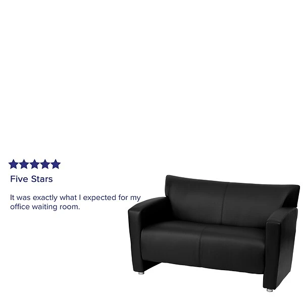 Flash Furniture HERCULES Majesty Series 51" LeatherSoft Loveseat, Black (2222BK) - Image 3
