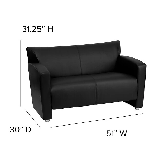 Flash Furniture HERCULES Majesty Series 51" LeatherSoft Loveseat, Black (2222BK) - Image 5