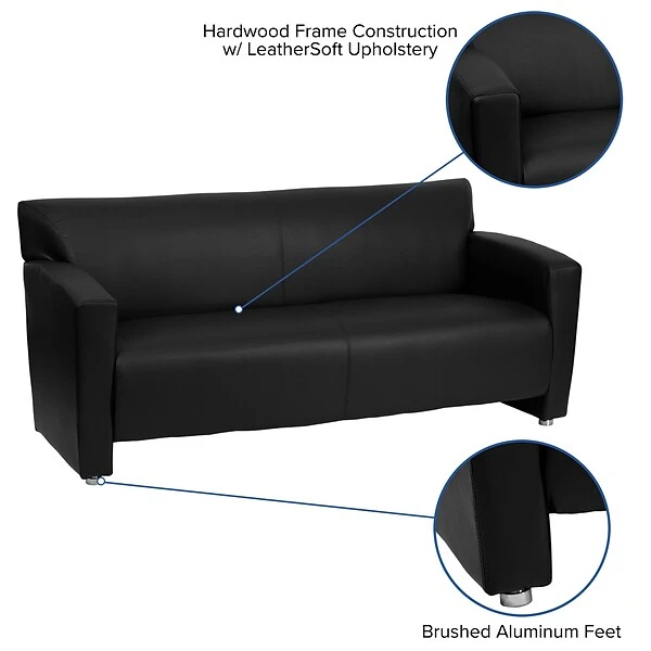 Flash Furniture HERCULES Majesty Series 68.5" LeatherSoft Sofa, Black (2223BK) - Image 4